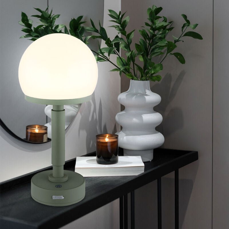 Globo Lighting - Tischleuchte Pilz grün Tischlampe Touchdimmer Akku Beistellleuchte Pilzleuchte, usb-c, led 1W 60Lm warm...