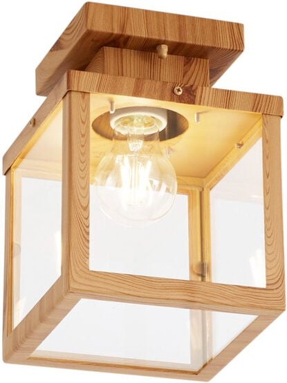 Industrielle Deckenleuchte für Außenbereich Holz mit Klarglas - Rotterdam