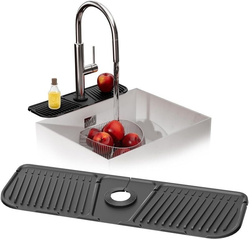 Silikon-Armaturenmatte, Silikon-Armaturengriff, Tropfschale, Spritzschutz, Abflussmatte für Küche und Bad, Abflussmatte,...