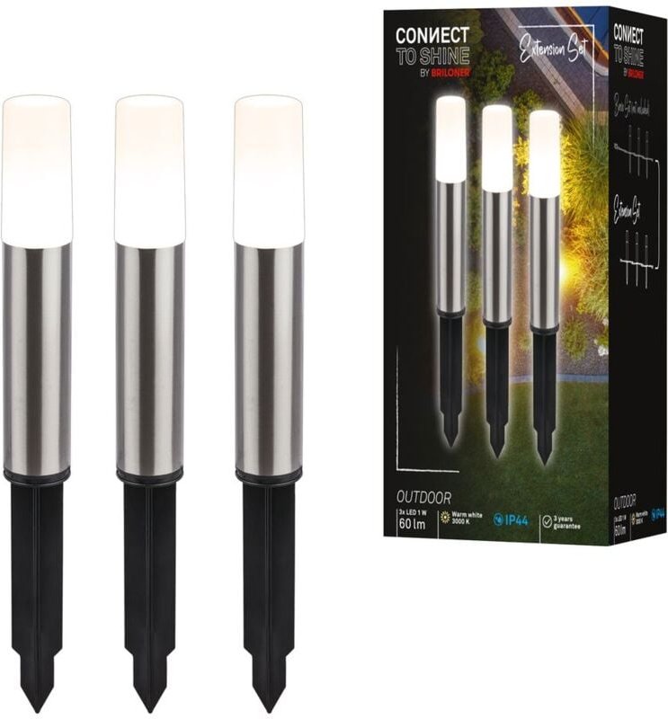 Briloner - connect to shine Erweiterungsset Junca mit 3er Set led Wegeleuchten, IP44