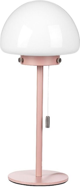 Tischlampe rosa Metallsockel, Glasschirm, Zugschalter, minimalistischer Stil Bürolicht für zu Hause
