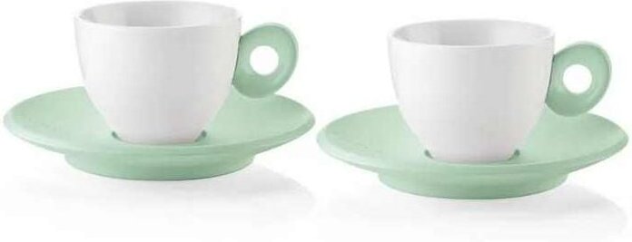 Kaffeetassen mit grüner Malvenuntertasse