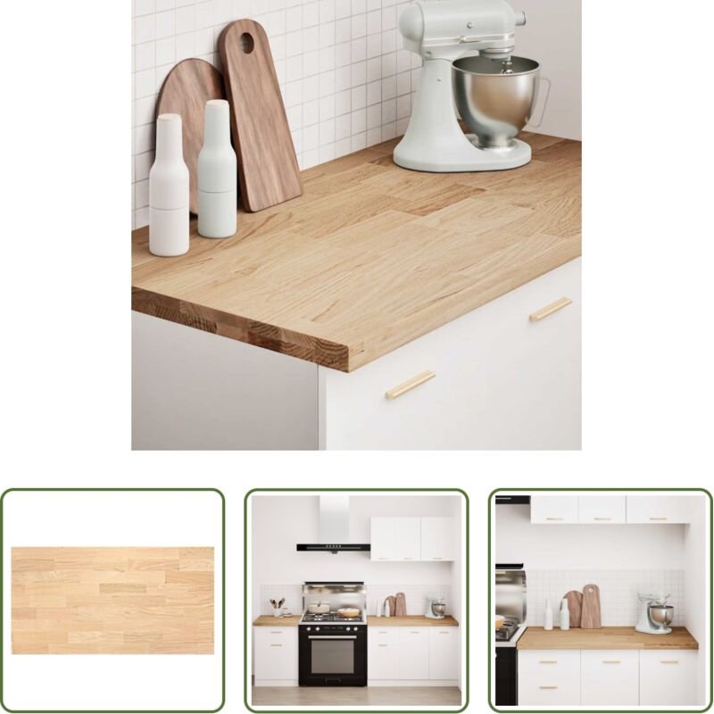 vidaXL Holz Arbeitsplatte - Küchenarbeitsplatte 120x63,5x4 cm Massivholz Eiche Rechteckig