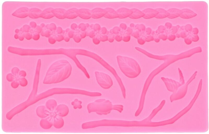 Lebensmittelechte Silikonform mit Zweigblüten für Gebäck- und Süßwarenherstellung, leicht zu lösen und verschiedene Form...