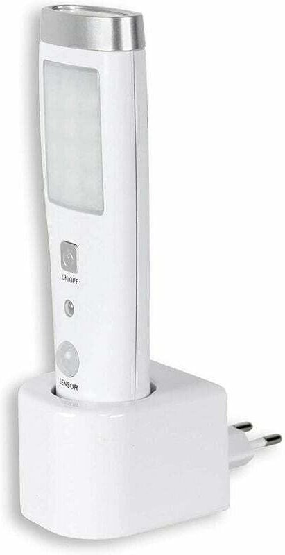 Taschenlampe mit Bewegungsmelder, 60° Erfassungswinkel, 15 LEDs, wiederaufladbar, 3,7 V Batterie, 15 cm, Weiß, Sunny