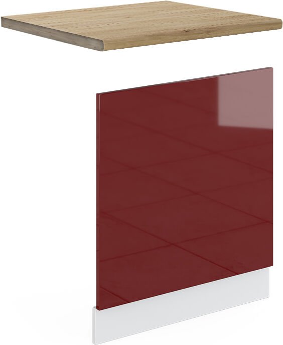 Thumbnail - Frontblende R-Line, Bordeaux Hochglanz, 60 cm , AP Eiche, Vicco