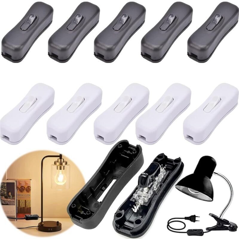 Packung mit 10 Zwischenschaltern für Lampen - Zwischenschalter - Wechselstrom 250 V - Für kleine Geräte oder Lampen (wei...