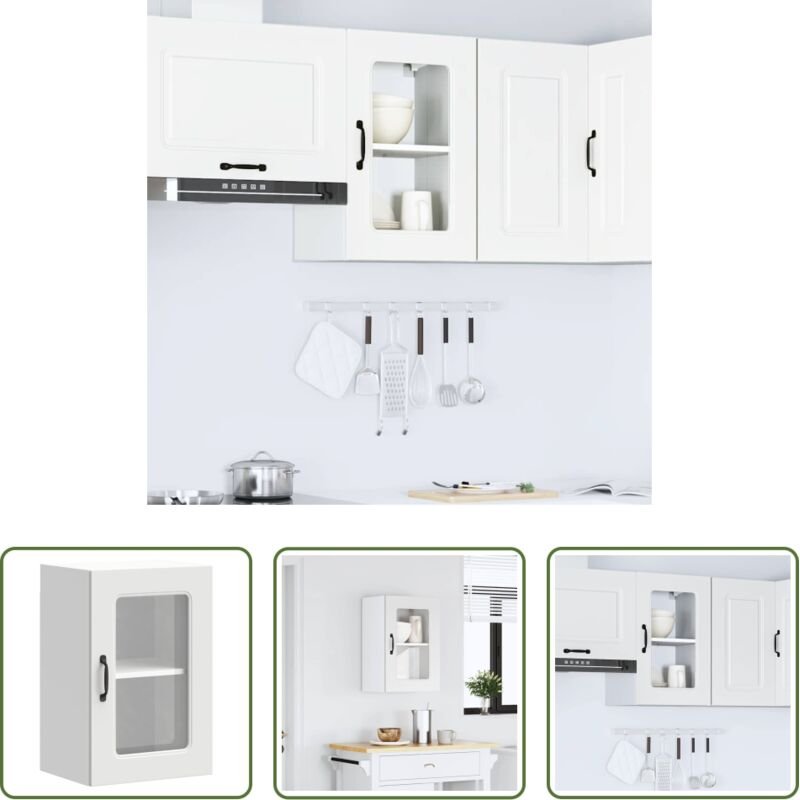 vidaXL Holzwerkstoff - Küchen-Hängeschrank mit Glastür Kalmar Weiß Holzwerkstoff