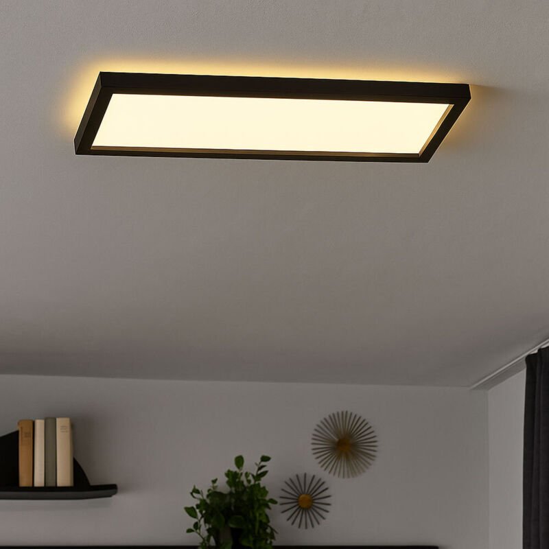 Briloner - led Deckenleuchte schwarz Wohnzimmerlampe eckig Deckenpanel mit Hintergrundbeleuchtung, Backlight, 22W 3000Lm...