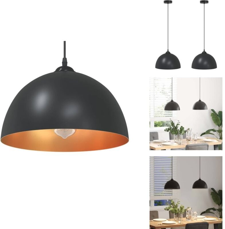 Vidaxl - Pendelleuchten 2 Stk. Höhenverstellbar E27 Schwarz Ø30cm Metall - Pendelleuchte - Pendelleuchten - Pendellampe ...