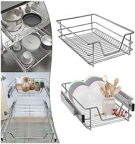 Teleskopschublade Küchen Organizer Schrankauszug Küchenschublade, Küchenschrank Regal Einsatz Schlafzimmerschublade Schr...