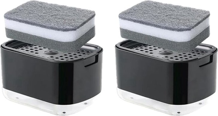 Thumbnail - 2PCS Spülmittelspender mit Schwammhalter Spender Push Küche Arbeitsplatte Aufbewahrungsbox a