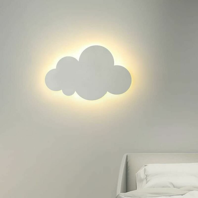 Aplique de pared moderno para interior - Pantalla acrílica con LED integrados - Ideal para habitación infantil - Blanco,...