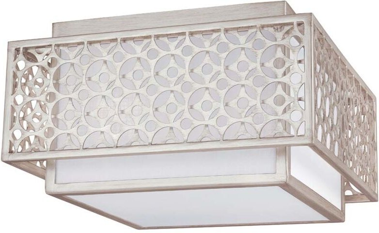 Deckenleuchte Wohnzimmerlampe Leuchte Stahl Leinen D 36,8 cm 2 Flammig Silber