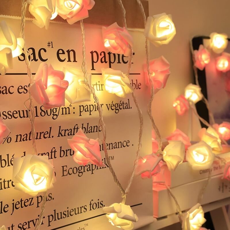 Thumbnail - Rosa Lichterkette, Innen-/Garten-Lichterkette, LED-Lichterkette, 6 m warmweiß 40 led, Mädchenzimmer-Dekoration, Bar, Par...