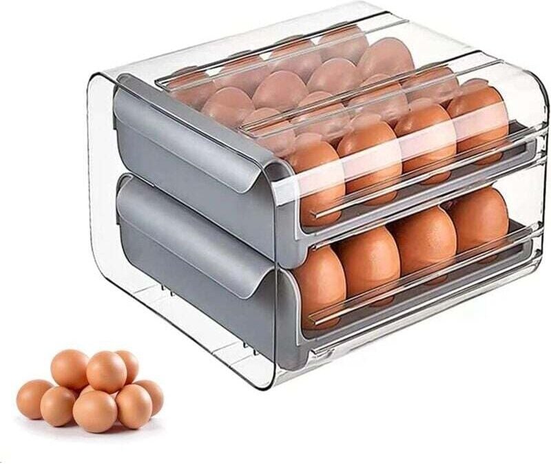 Contenitore per uova, contenitore per uova impilabile a doppio strato, contenitore per uova in plastica, frigorifero, po...