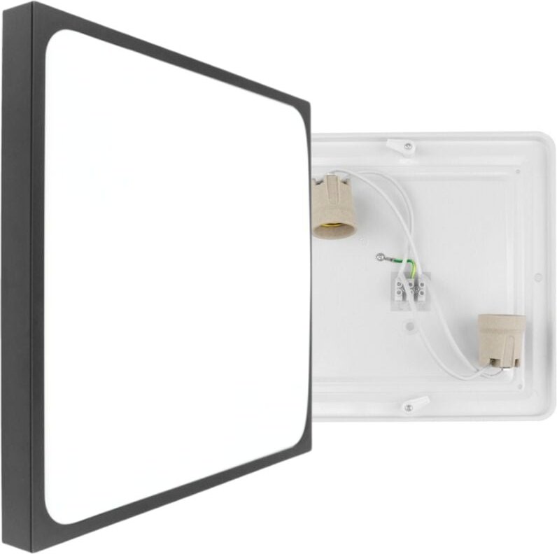 Quadratische Deckenleuchte für zwei Glühbirnen 2x E27 SCHWARZ Aufbau