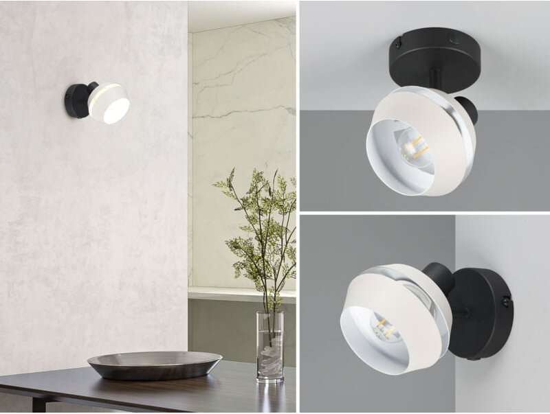 Reality Leuchten - Wandstrahler & Deckenstrahler isla Schwarz, Metallschirm Grau, Breite 12cm