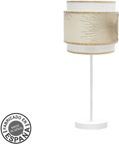 Fabrilamp - abrila akunadecor Lampe De Tischlampe Nepal Weiß Mit Doppellampenschirm