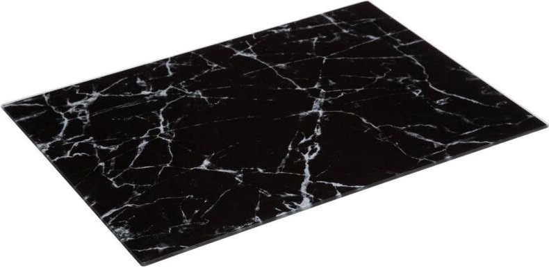 Schneidebrett aus Glas mit Marmor-Muster, schwarz, 30 x 40 cm