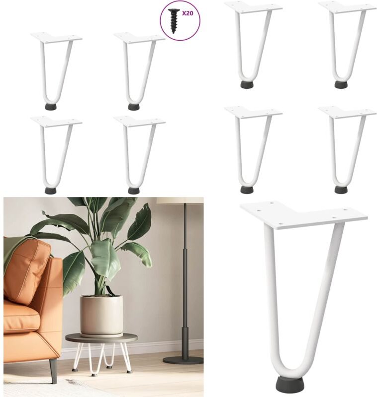 Haarnadelbeine 4 Stk. Weiß 20 cm Massivstahl - Vidaxl