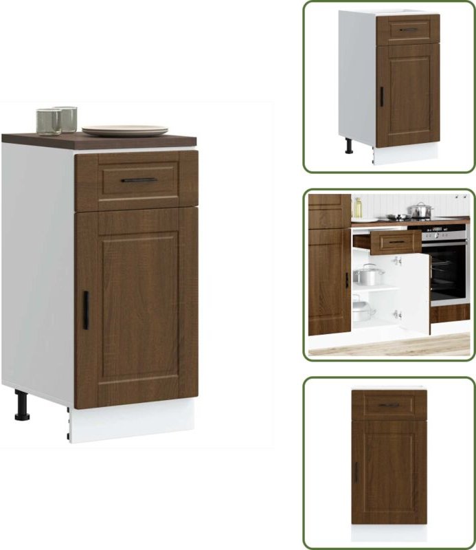 Küchenunterschrank Porto Braun Eichen-Optik Holzwerkstoff - Küchenunterschrank - Küchenunterschränke - Spülenunterschran...