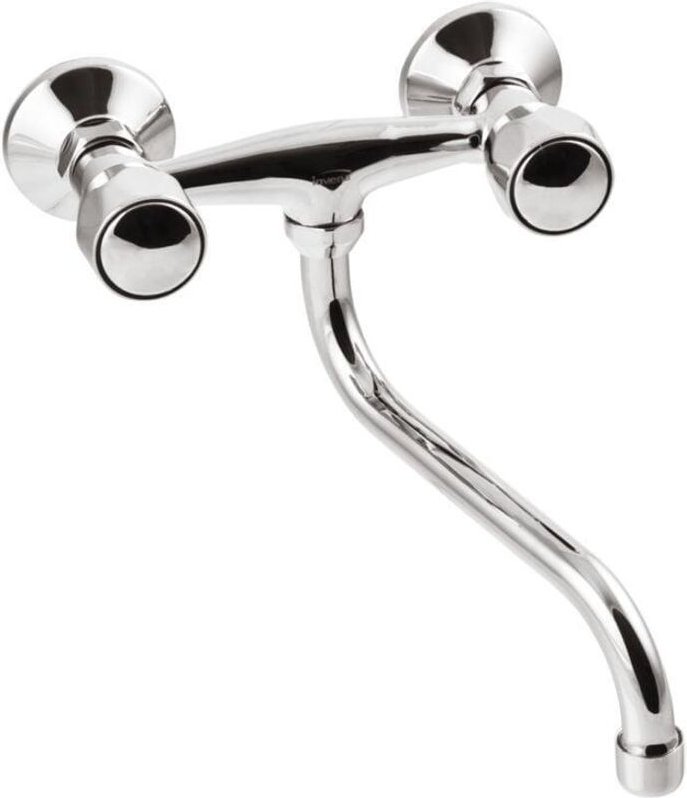 Invena MODENA Wandarmatur Chrom mit zwei Griffen und schwenkbarem Auslauf