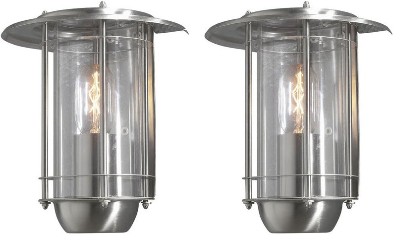 Konstsmide - 2er set moderne Außenwandleuchten aus Edelstahl und Acrylglas, Höhe 25cm