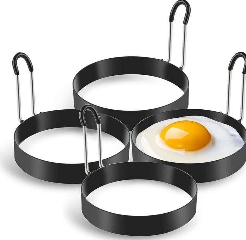 Eierring aus Edelstahl, 4-fach Spiegeleiform für die Pfanne, Eierringe, Crêpeform, runde Omelettform, 7,5 x 2 cm