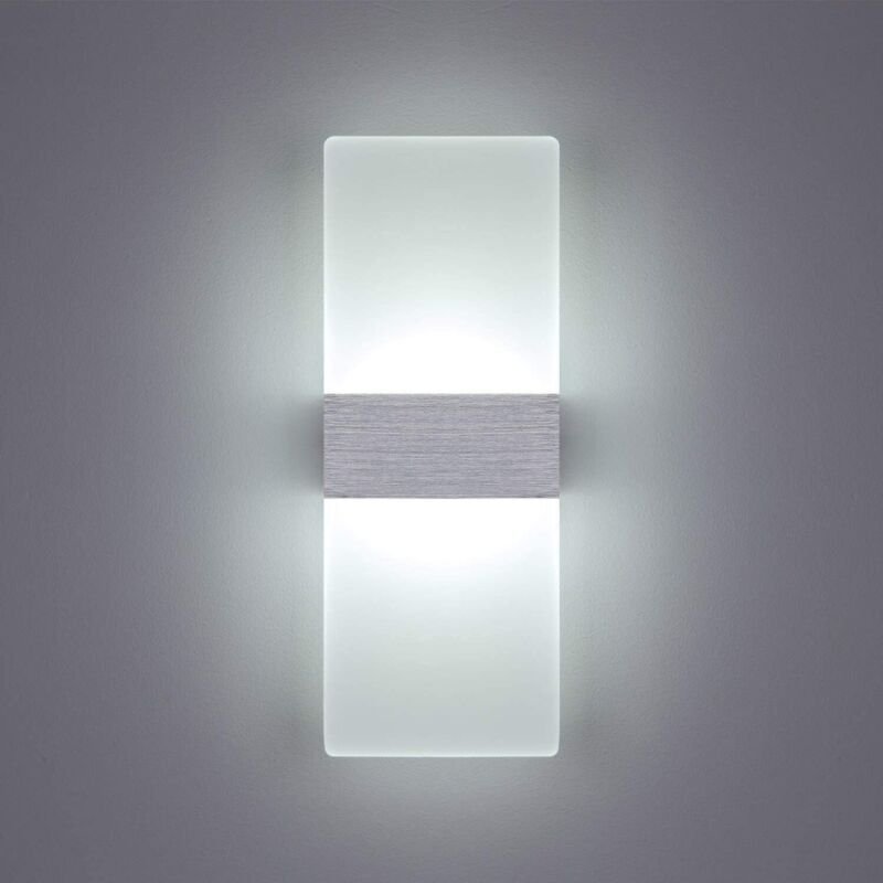 W LED-Wandleuchte für den Innenbereich, 6000 K, kaltweiß, Acryl-Wandlampe, modernes Design, Größe: 29 x 11 cm, zur Dekor...