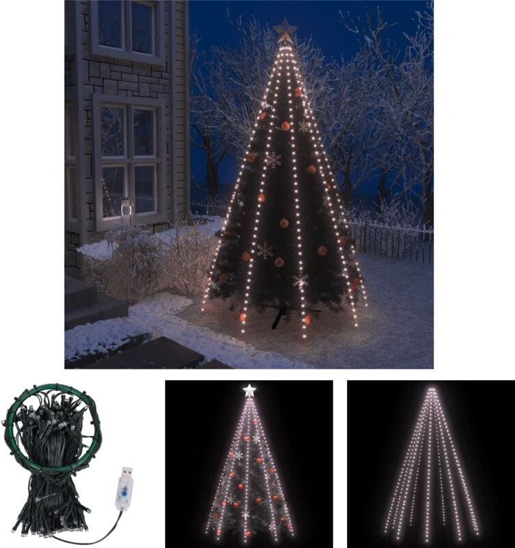 The Living Store Weihnachtsbaum-Lichternetz mit 400 LEDs 400 cm - Lichtschläuche & Lichterketten - Grün