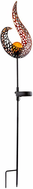 Solarleuchte Steckleuchte Gartenlampe Solarlampe Außenleuchte Stecklampe Garten, Metall Glas schwarz gelb gold Flammenop...
