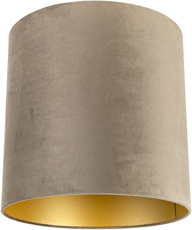 Velour Lampenschirm taupe 40/40/40 mit goldener Innenseite
