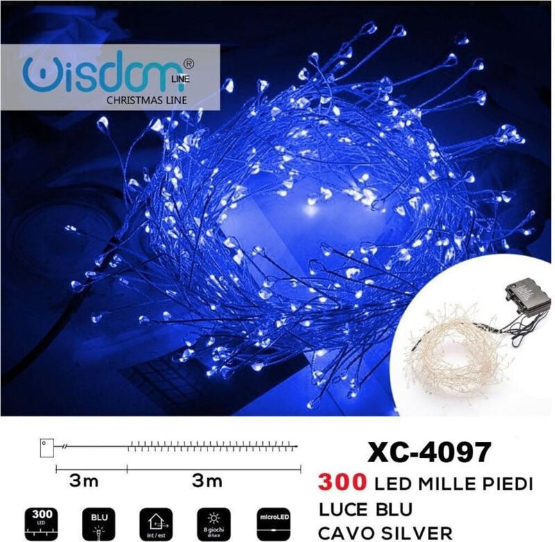 Trade Shop - 300 LED LICHTERKETTE TAUSEND FUSS ZWEIGEFFEKT BLAULICHT BATTERIEBETRIEBEN XC-4097 -