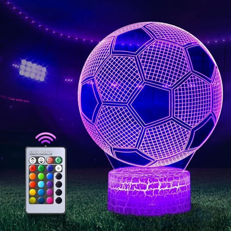 3D-Fußballlampe, LED-Nachtlicht mit Fernbedienung, 7 Farben zur Auswahl, Touch-Schalter mit einstellbarer Helligkeit, US...