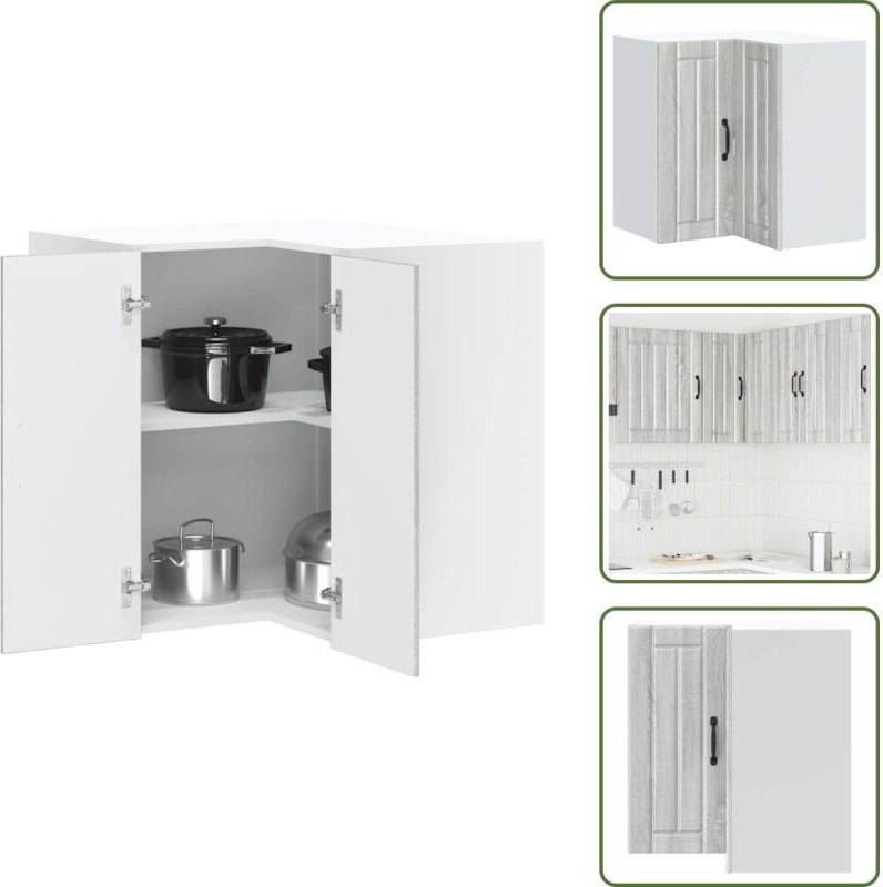 The Living Store Küchen-Eckhängeschrank Lucca Grau Sonoma Holzwerkstoff - Eckschrank