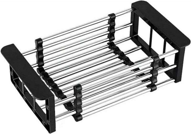 Abtropfkorb, Spülbeckenabtropfkorb, teleskopierbarer Edelstahl-Abtropfkorb, zum Abwaschen von Geschirr in der Küchenspül...
