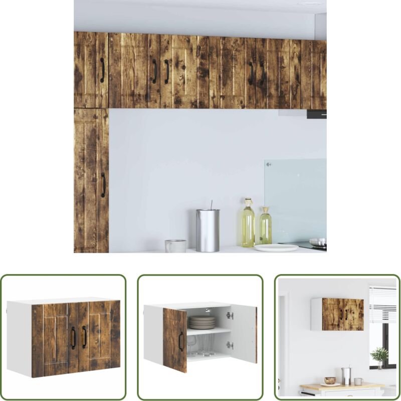Holz Küchenwandschrank - Küchenwandschrank mit Tür Geräucherte Eiche 60 x 31 x 40 cm
