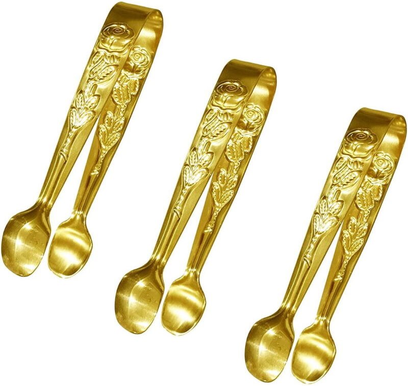 3 Mini-Servierzange, Mini-Zuckerzange, Gold