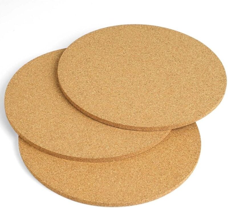 Set mit 3 Korkuntersetzern – Ø 19 cm, Geschirrschutz, Topfschutz, Filz-Telleruntersetzer zum Schutz Ihrer Küchenutensili...
