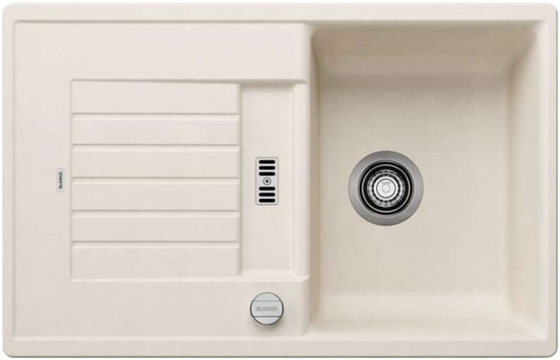 Zia 45 - Silgranitspüle, 78x50 cm, mit Ablaufsystembedienung, soft weiß 527199 - Blanco