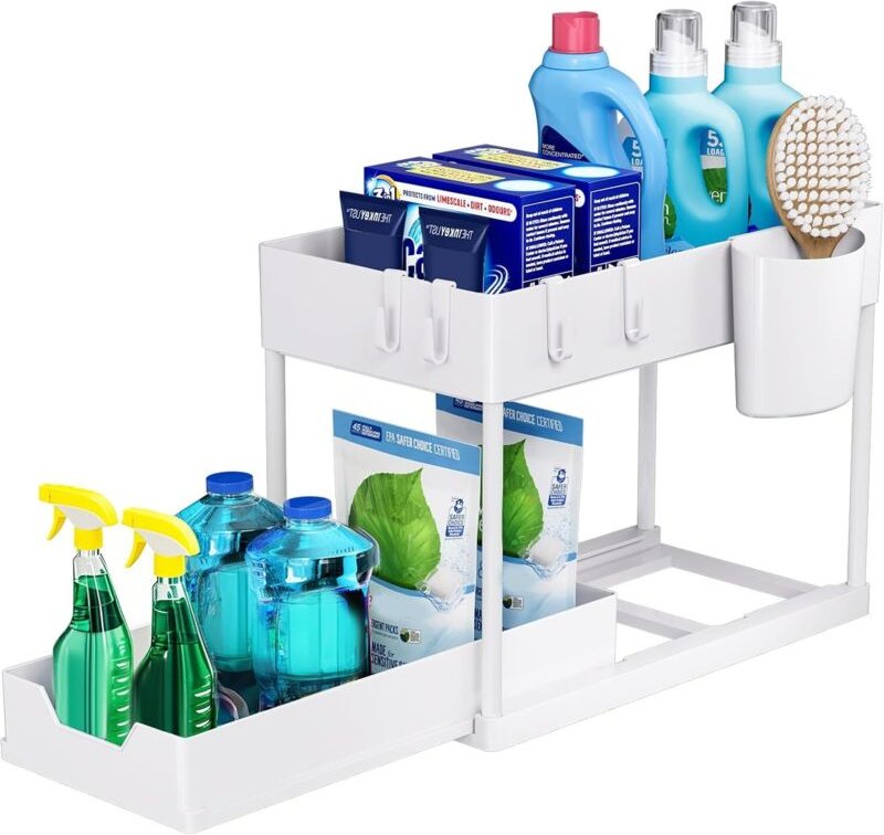 1er-Set 2-stufiger Unterschrank-Aufbewahrungsschrank mit herausnehmbaren Schubladen, Küchen-Unterschrank-Organizer, mult...