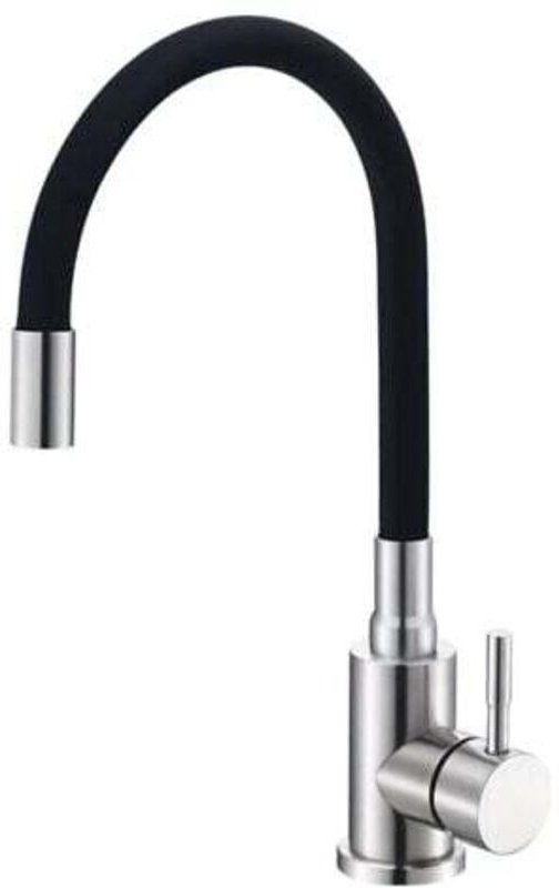 Küchenarmatur mit flexiblem Auslauf, Einhebelmischer für Warm- und Kaltwasser, 360° drehbar, Schwarz