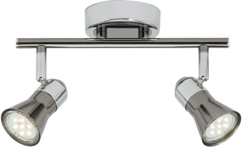 Lampe Jupp led Spotrohr 2flg chrom/schwarz 2x LED-PAR51, GU10, 3W LED-Reflektorlampen inklusive, (250lm, 3000K) Köpfe sc...