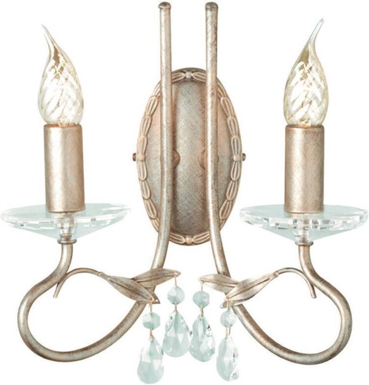 Elstead - Wandlampe Leuchte Stahl Kristallglas Silber Gold h 29,5 cm Flurleuchte 2 Flammig