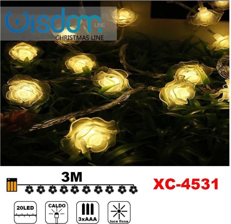 Trade Shop Traesio - Trade Shop - catena luminosa mit rose 20 leds batteria luce calda fissa decorations XC-4531 -