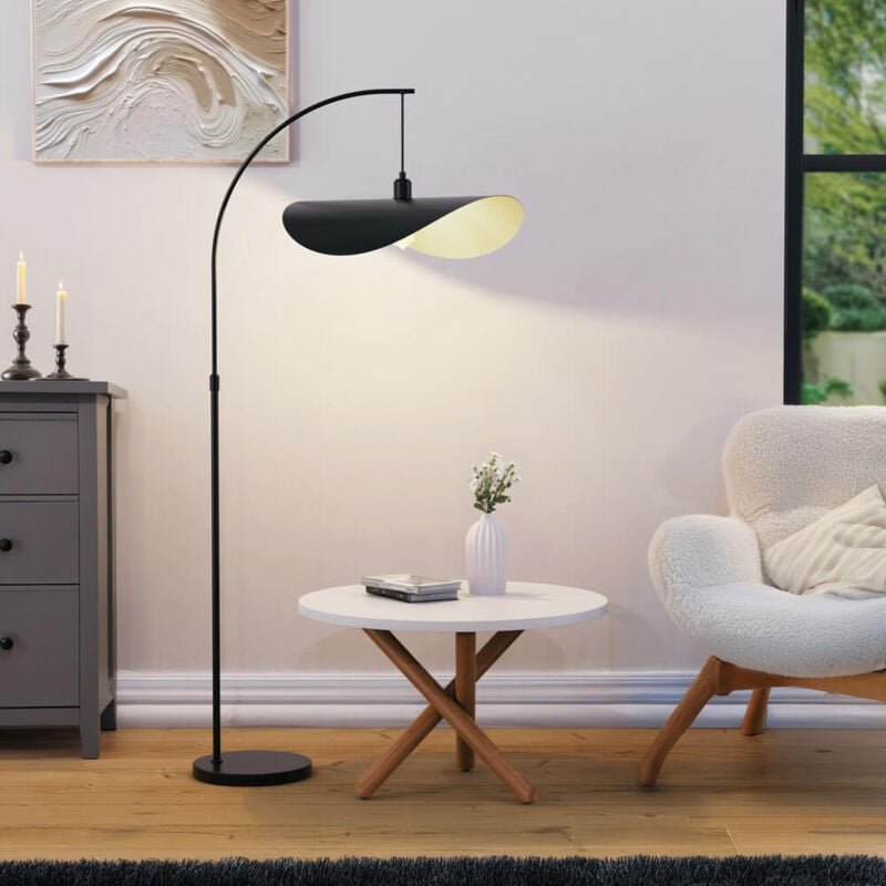 HOME DELUXE Design-Bogenlampe RONA - Schwarz/Gold Bogenlampe Schwarz Gold, luxuriöse Stehlampe, moderne Bogenlampe