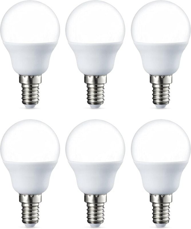 Set mit 6 kleinen runden LED-Lampen, G45, Edison-Schraubsockel, E14, 5 W (entspricht 40 W), warmweiß, nicht dimmbar [Ene...