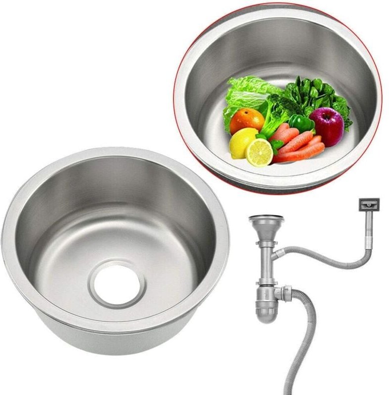 Eingelassene Küchenspüle Runder Wasserablauf aus Edelstahl +Wasserablauf