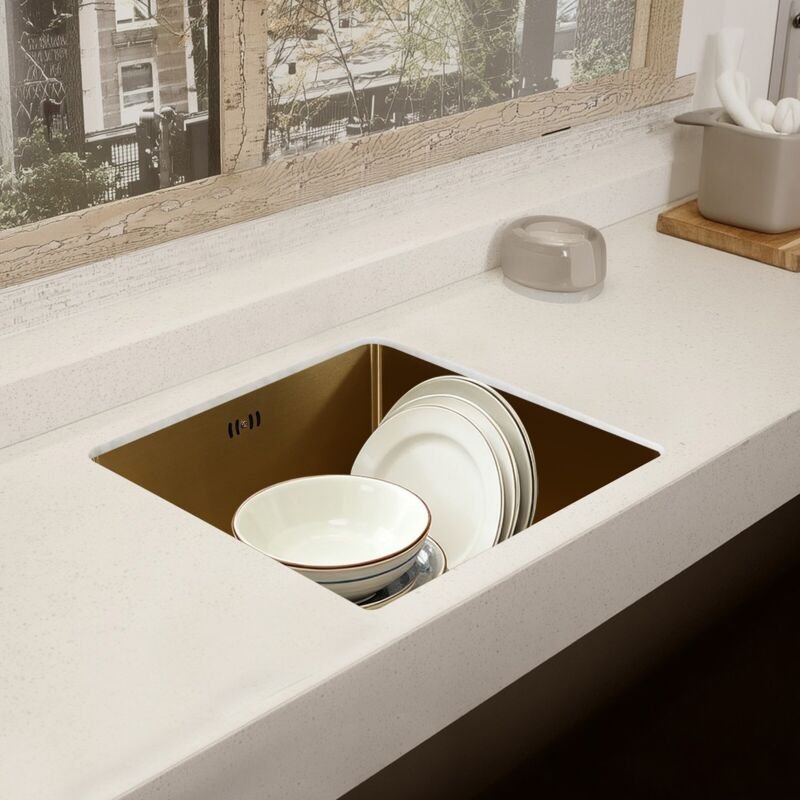 Edelstahl Einbauspüle Küchenspüle Spülbecken Mit Abtropffläche Sifon Spüle 45x45